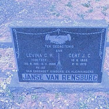 RENSBURG Gert J.C., Janse van 1882-1975 &amp; Levina C.H. COETZEE 1881-1968