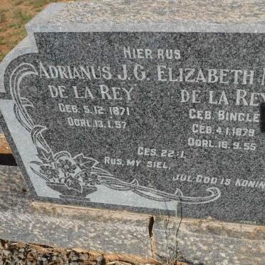 REY Adrianus J.G., de la 1871-1957 &amp; Elizabeth M.B. BINGLE 1879-1955