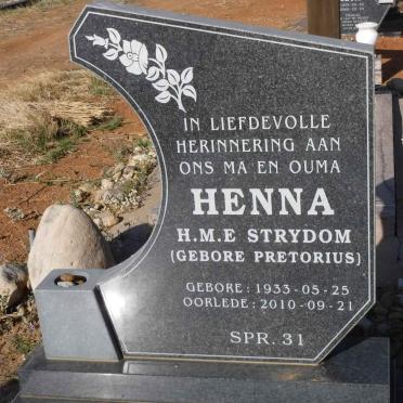 STRYDOM H.M.E. nee PRETORIUS 1933-2010