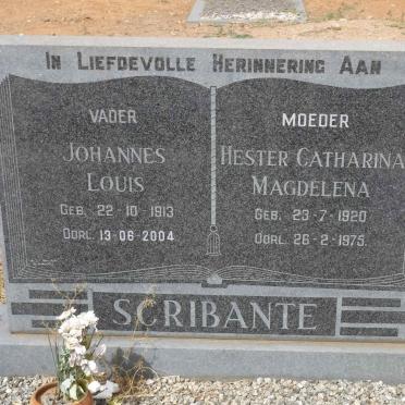 SCRIBANTE Johannes Louis 1913-2004 &amp; Hester Catharina Magdelena 1920-1975