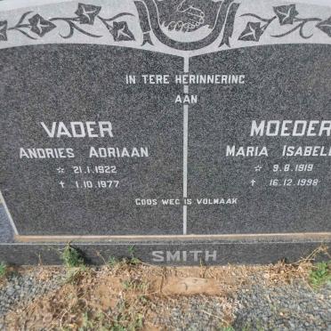 SMITH Andries Adriaan 1922-1977 &amp; Maria Isabella 1919-1998