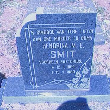 SMIT Hendrina M.E. nee PRETORIUS 1894-1984