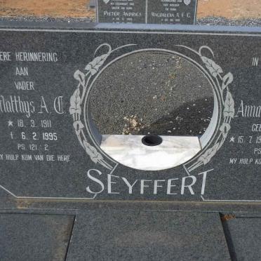 SEYFFERT Matthys A.C. 1911-1995 &amp; Anna Catharina COETZEE 1912-1993
