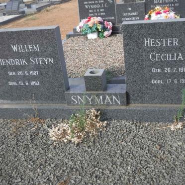 SNYMAN Willem Hendrik Steyn 1907-1993 &amp; Hester Cecilia 1909-1994