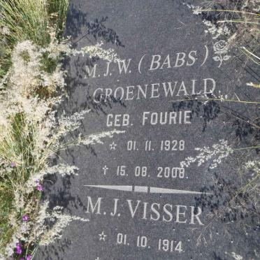 VISSER M.J. 1914-1991 :: GROENEWALD M.J.W. nee FOURIE 1928-2008