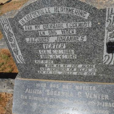 VENTER Jacobus Johannes 1868-1947 &amp; Aletta Susanna C. 186?-1950
