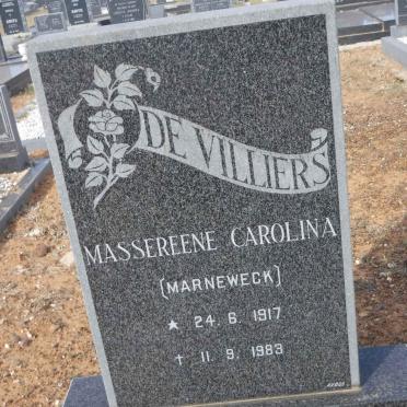 VILLIERS Massereene Carolina, de nee MARNEWECK 1917-1983