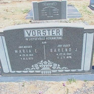 VORSTER Barend J. 1909-1975 &amp; Maria E. 1913-1973