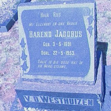 WESTHUIZEN Barend Jacobus, v.d. 1891-1953