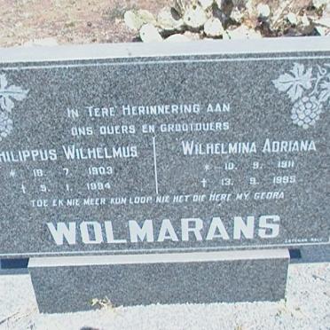 WOLMARANS Philippus Wilhelmus 1903-1994 &amp; Wilhelmina Adriana 1911-1995