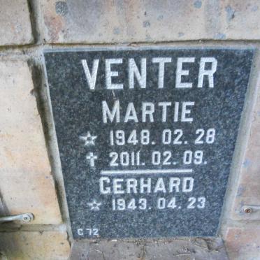 VENTER Gerhard 1943- &amp; Martie 1948-2011