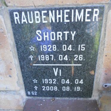 RAUBENHEIMER Shorty 1928-1987 &amp; Vi 1932-2008