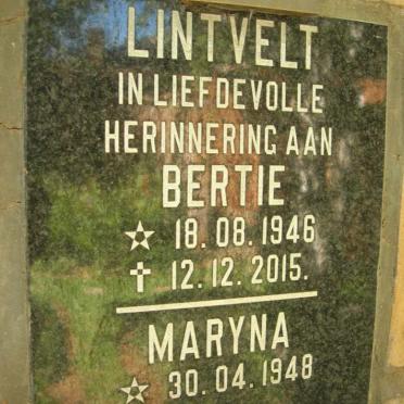 LINTVELT Bertie 1946-2015 &amp; Maryna 1948-