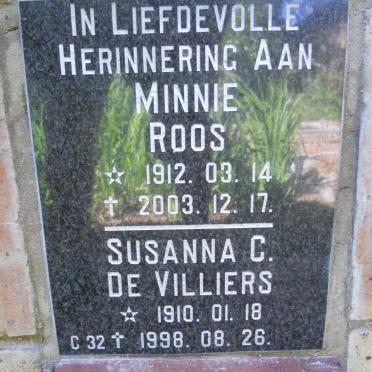 ROOS Minnie 1912-2003 :: DE VILLIERS Susanna C. 1910-1998