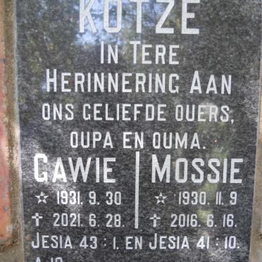 KOTZE Gawie 1931-2021 &amp; Mossie 1930-2016