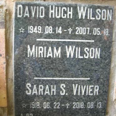 WILSON David Hugh 1949-2007 &amp; Miriam :: VIVIER Sarah S. 1918-2018