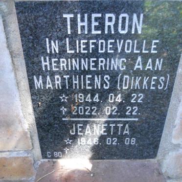 THERON Marthiens 1944-2022 &amp; Jeanetta 1946-