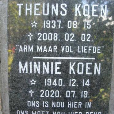 KOEN Theuns 1937-2008 &amp; Minnie 1940-2020