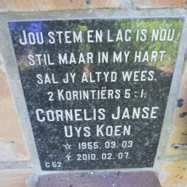 KOEN Cornelis Janse Uys 1955-2010