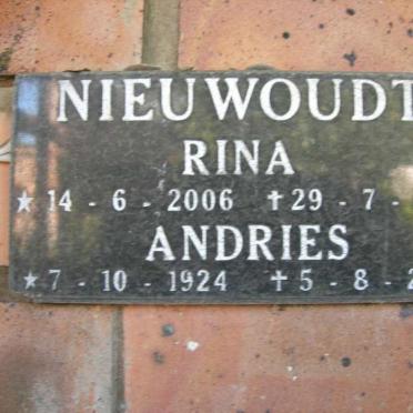 NIEUWOUDT Andries 1924-2002 &amp; Rina 2006-2006