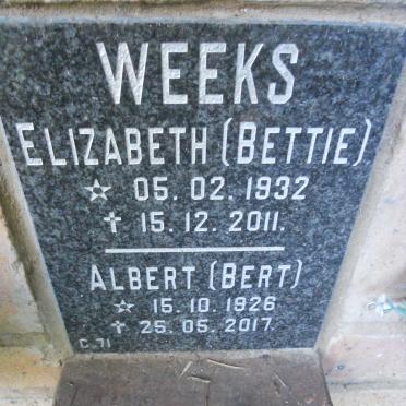 WEEKS Albert 1926-2017 &amp; Elizabeth 1932-2011