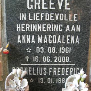 GREEVE Cornelius Frederick 1961- &amp; Anna Magdalena 1961-2008