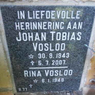 VOSLOO Johan Tobias 1943-2007 &amp; Rina 1948-