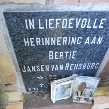 RENSBURG Bertie, Jansen van 1930-200?