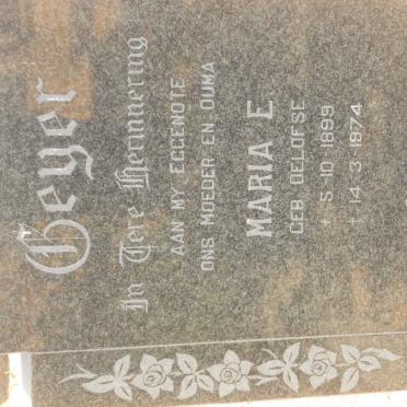 BEYER Maria E. nee OELOFSE 1899-1974