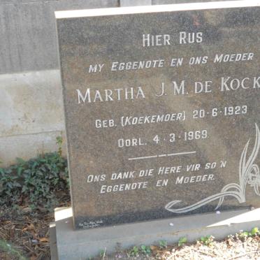 KOCK Martha J.M., de nee KOEKEMOER 1923-1969
