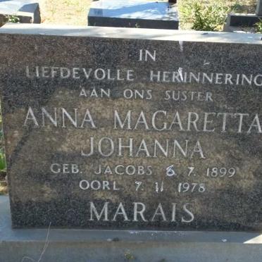 MARAIS Anna Magaretta Johanna nee JACOBS 1899-1978