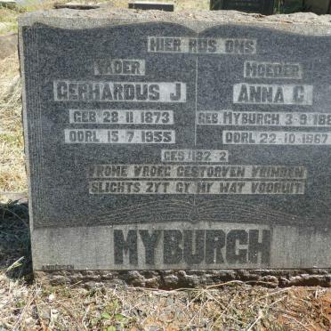 MYBURGH Gerhardus J. 1873-1955 &amp; Anna C. 1884-1967