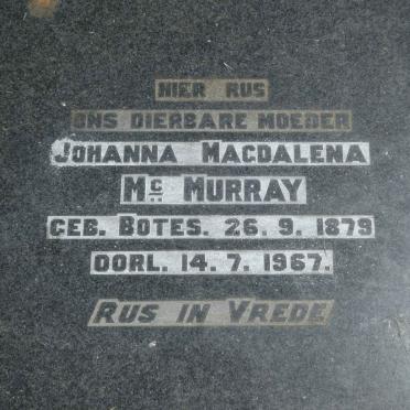MCMURRAY Johanna Magdalena nee BOTES 1879-1967