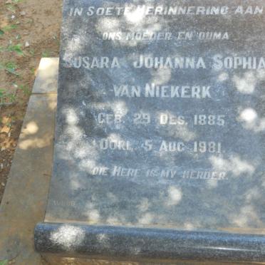 NIEKERK Susara Johanna Sophia, van 1885-1981