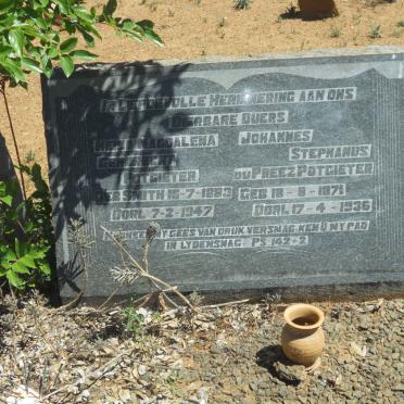 POTGIETER Johannes Stephanus Du Preez 1871-1936 &amp; Heila Magdalena Gerbrecht SMITH 1883-1947