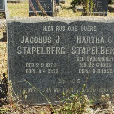 STAPELBERG Jacobus J. 1872-1953 &amp; Martha C. BADENHORST 1882-1959