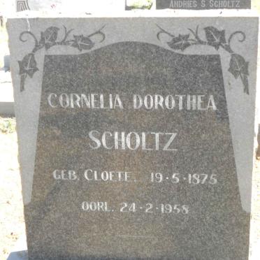 SCHOLTZ Cornelia Dorothea nee CLOETE 1875-1958