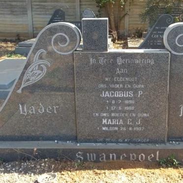 SWANEPOEL Jacobus P. 1898-1968 &amp; Maria G.J. WILSON 1907-