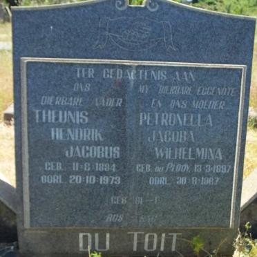TOIT Theunis Hendrik Jacobus, du 1894-1973 &amp; Petronella Jacoba Wilhelmina DU PLOOY 1897-1967