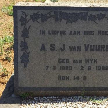 VUUREN A.S.J., van nee VAN WYK 1883-1966