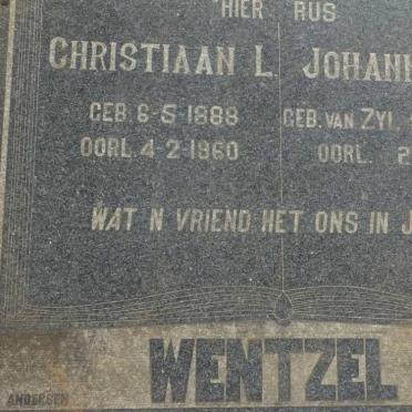 WENTZEL Christiaan L. 1888-1960 &amp; Johanna H. van ZYL 1899-2000