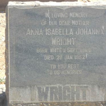 WRIGHT Anna Isabella Johanna nee WHITE 1868-1952