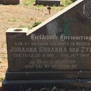 ZYL Johanna Susanna, van nee FRITZ 1918-1964