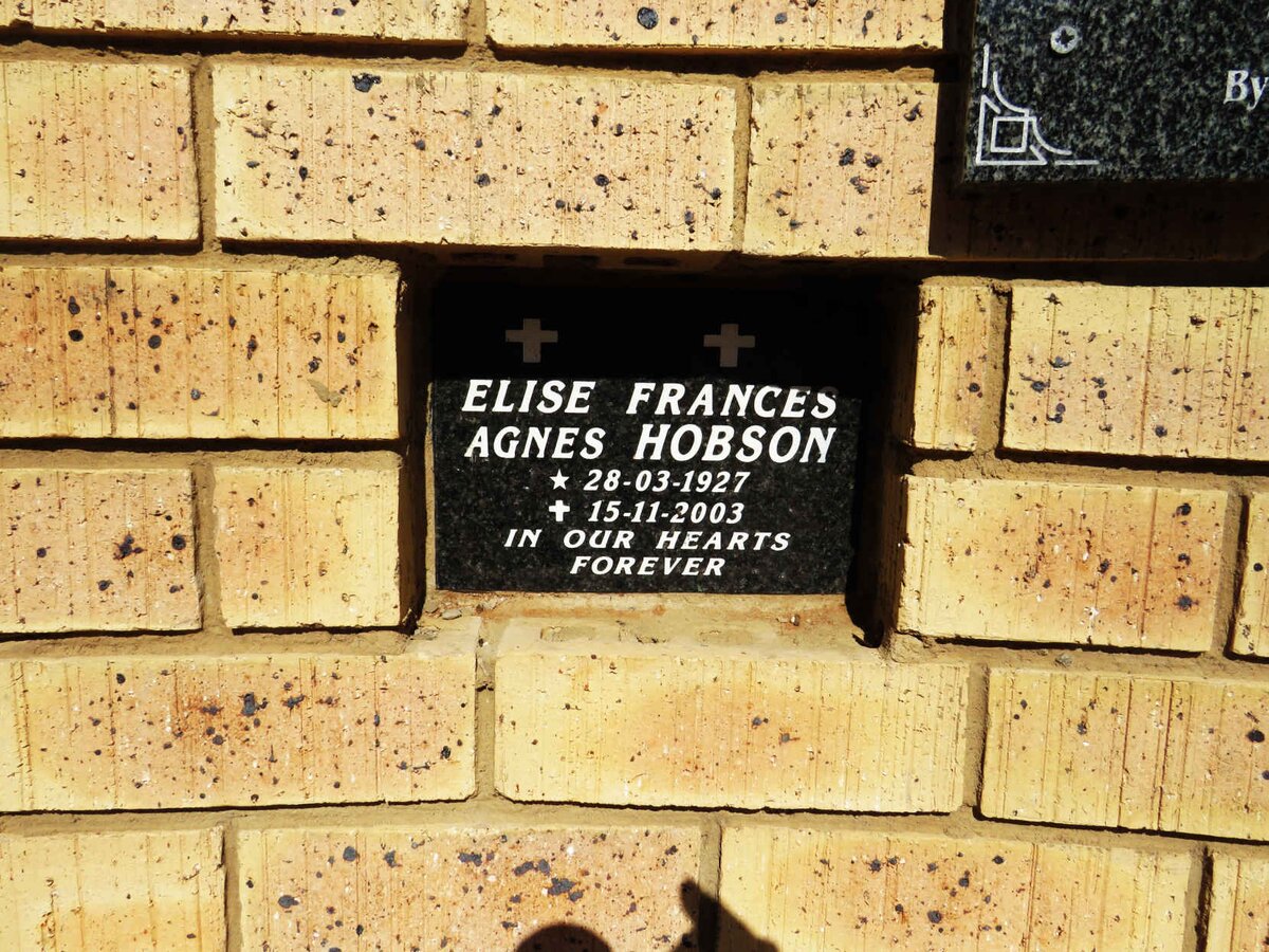 HOBSON Elise Frances Agnes 1927-2003