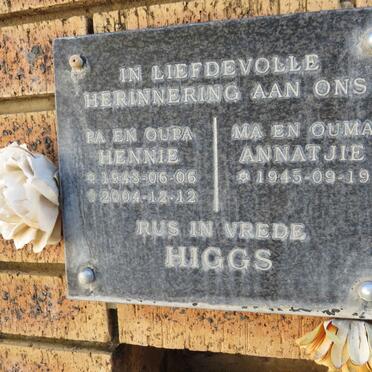 HIGGS Hennie 1943-2004 & Annatjie 1945- 