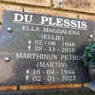 PLESSIS Marthinus Petrus 1944-2023 & Ella Magdadlena 1948-2018