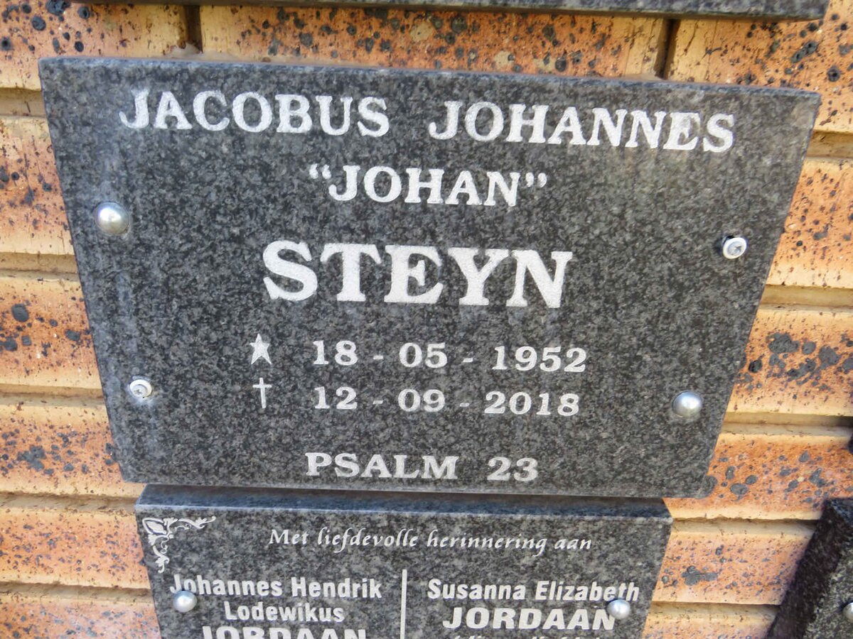 STEYN Jacobus Johannes 1952-2018