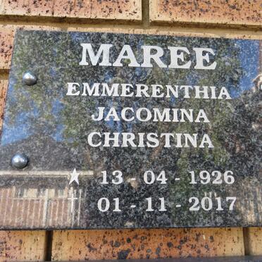 MAREE Emmerenthia Jacomina Christina 1926-2017
