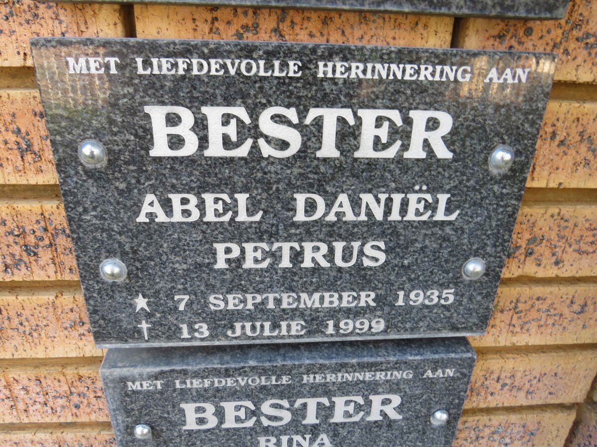 BESTER Abel Daniel Petrus 1935-1999