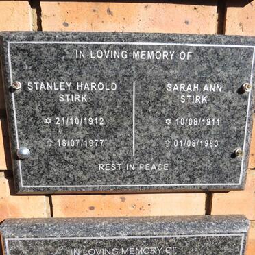 STIRK Stanley Harold  1912-1977 & Sarah Ann 1911-1983